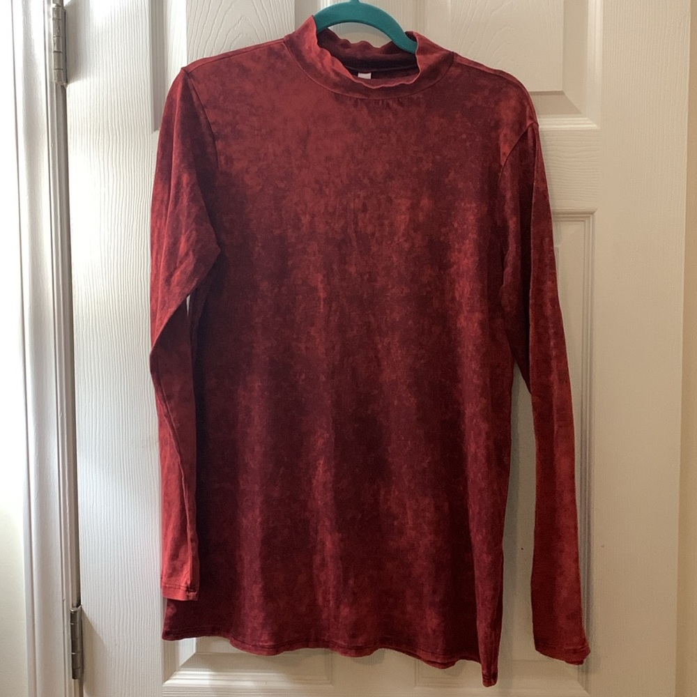 Acid wash tie-dye red mock turtleneck sz XL